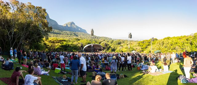 Panorama of the concert area. I wasn't even at the back of the whole croud when I took this picture.